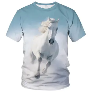 Unisex 3D Graphic White Horse Running in Snow T - Shirt Casual Daily Outdoor Apparel for Men & Women