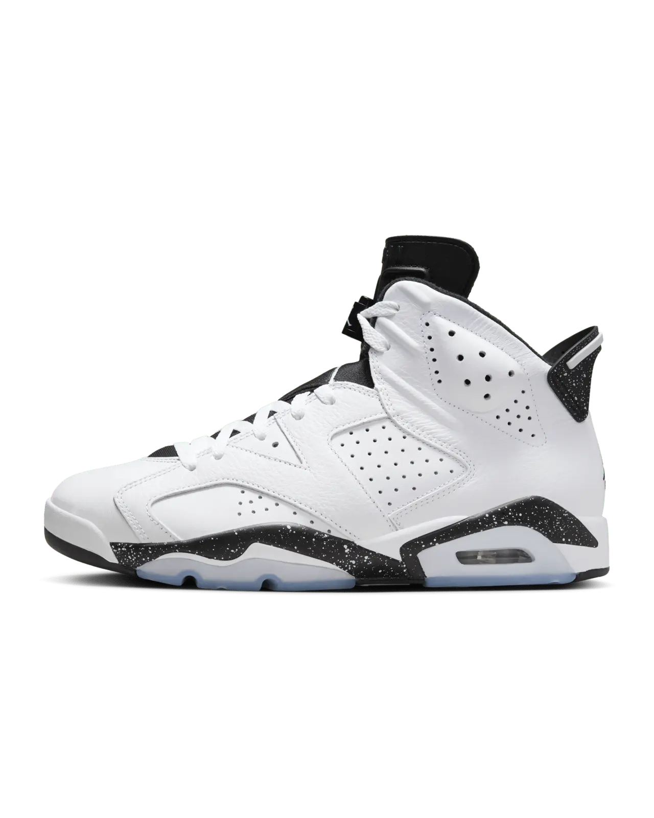 Men's Jordan 6 Retro Reverse Oreo Casual Sneakers - Classic White Base, Perforated Sides, Retro-Style Footwear for Sneaker Enthusiasts