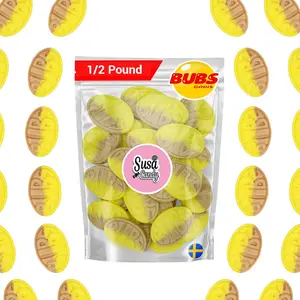 Bubs Swedish Candy - Banana Toffee Foam Ovals - 1/2 LB - Vegan BonBon - Sweet, Snack Caramel Candies Swedish candy