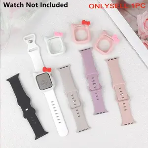 Cute Silicone Watch Band & Watch Case Set, Watch Band & Watch Case Set for Apple Watch 8 9 7 6 SE 5 4 3, Smart Watch Accessories, Wearable, Smartwatch Strap, Smart Watch Straps, Wearable Accessory