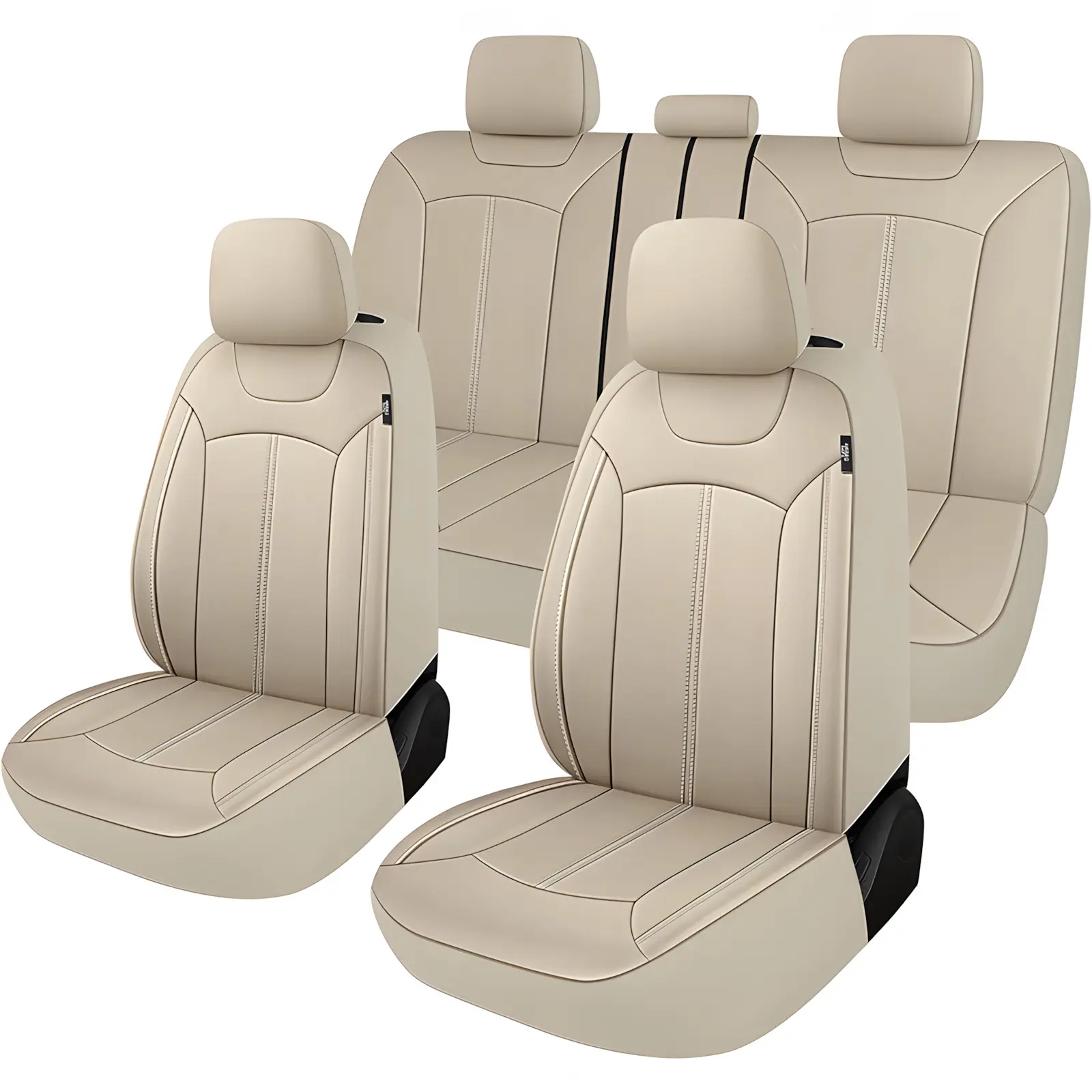 OTOEZ Plain 5-Seat PVC Waterproof Seat Covers Protector - 3-Zipper Cushion, Backseat Covers, 4 Seasons Use, Includes Hooks, Universal Fit for SUVs/Trucks/Cars, Vehicle Interior Accessories Kit, Backseat Car Covers, Seat Protectors Cushion