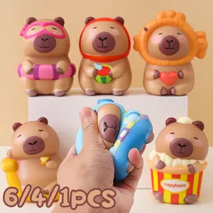 6/4/1 PCS - Cute Animal Stress Relief Ornament, Durable Rubber, Perfect Party Gift, Classroom Reward, Holiday Gift, Unique Squeezable Animal Figurine, Kawaii Squishies