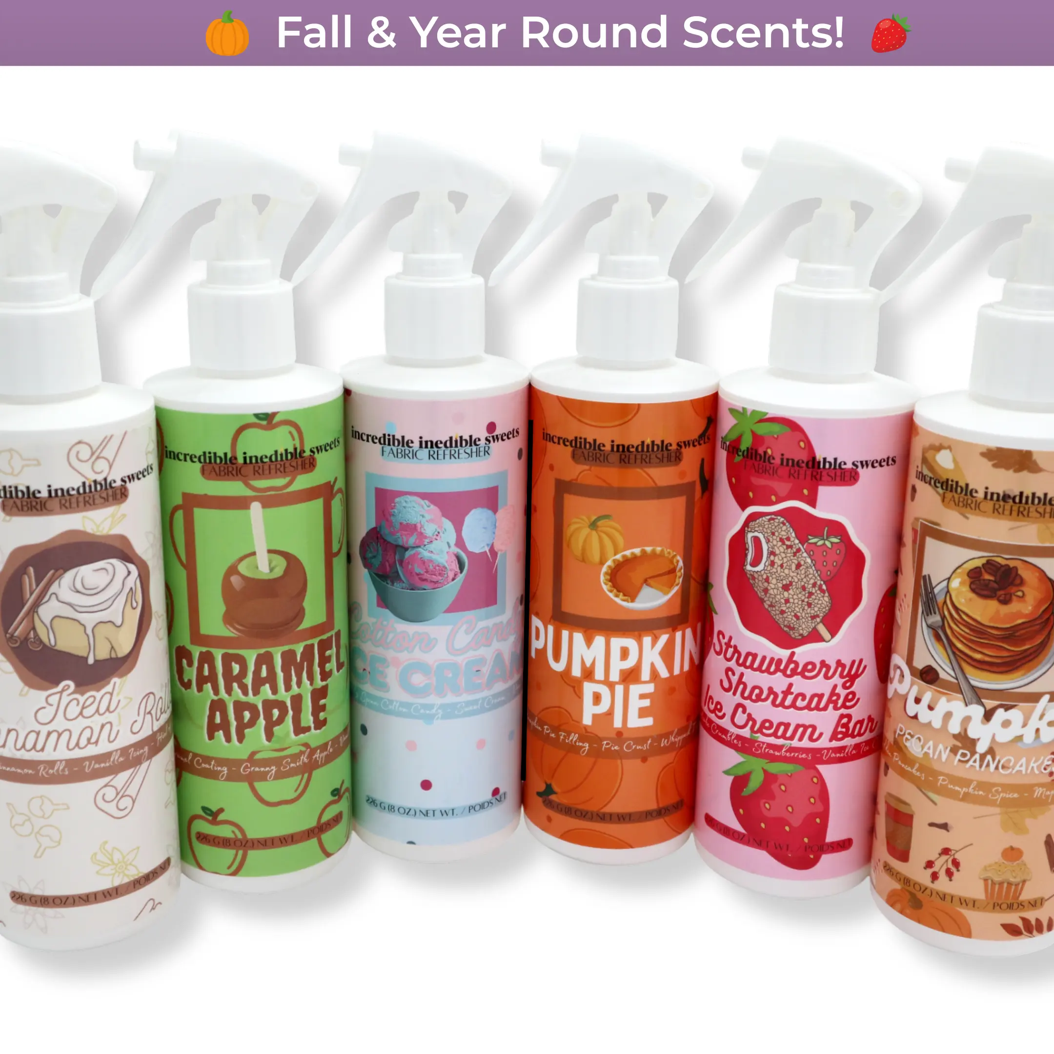 Fabric Refresher & Linen Spray - Premium Dessert Scented Fabric Spray - 8 oz. Bottle - Gourmand Linen Spray by incredible inedible sweets - Perfect for couches, chairs, bedding, curtains, cloth vehicle seats and more! Home Fragrance Decor Fragrance Diffus