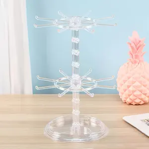 Rotating Bracelet Display Stand, Adjustable Jewelry Showcase Rack, Hooked Necklace Organizer, Ideal for Jewelry Store, Vanity, Bathroom