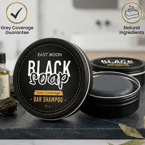 Reverse Gray Hair Naturally: Polygonum Multiflorum Hair Darkening Black Soap Bar - Gentle Grey Coverage & Scalp Nourishment - Compact Travel-Friendly (50g)