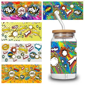 5 Sheets Comic Book       Plastic Self-Adhesive Labels Transfer  Decal Decoration Supplies Decorative Art Valentine Retro Halloween UV DTF Stickers Bat Cup Wraps resistant flowers anti reflective window tint Outdoor Silk Morning Glory vinyl