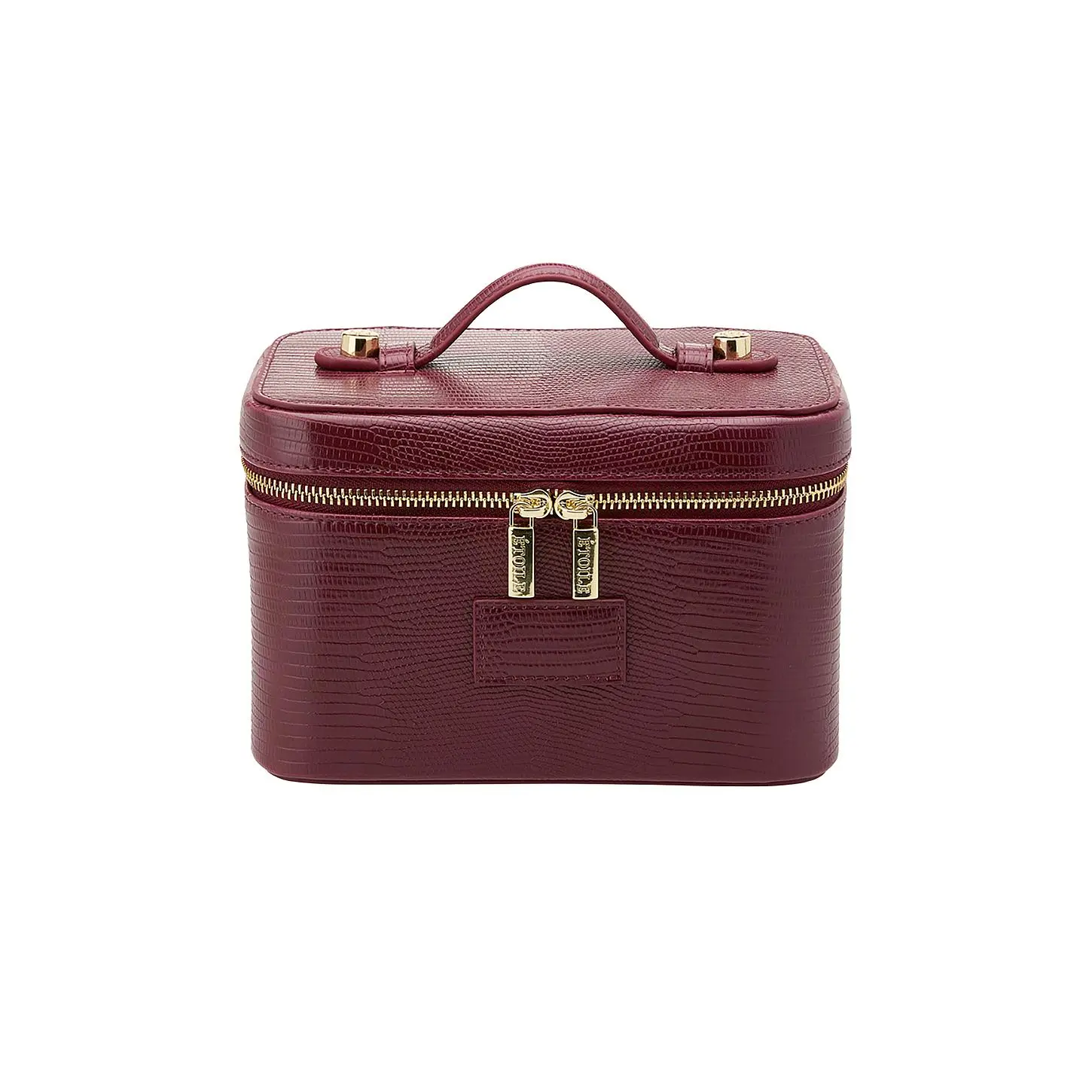 ETOILE COLLECTIVE Mini Vanity Case in Burgundy Lizard Print
