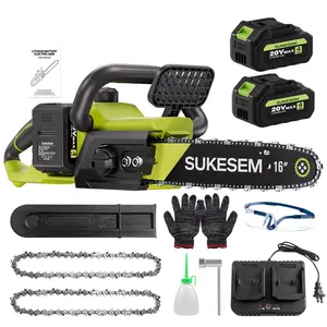 Chainsaw Cordless 16-inch, Electric HandHeld Chain Saw, 16-in Portable Chainsaw Battery Powered Saws for Trees Wood Cutting, 2 x 4.0Ah Battery and Charger Included