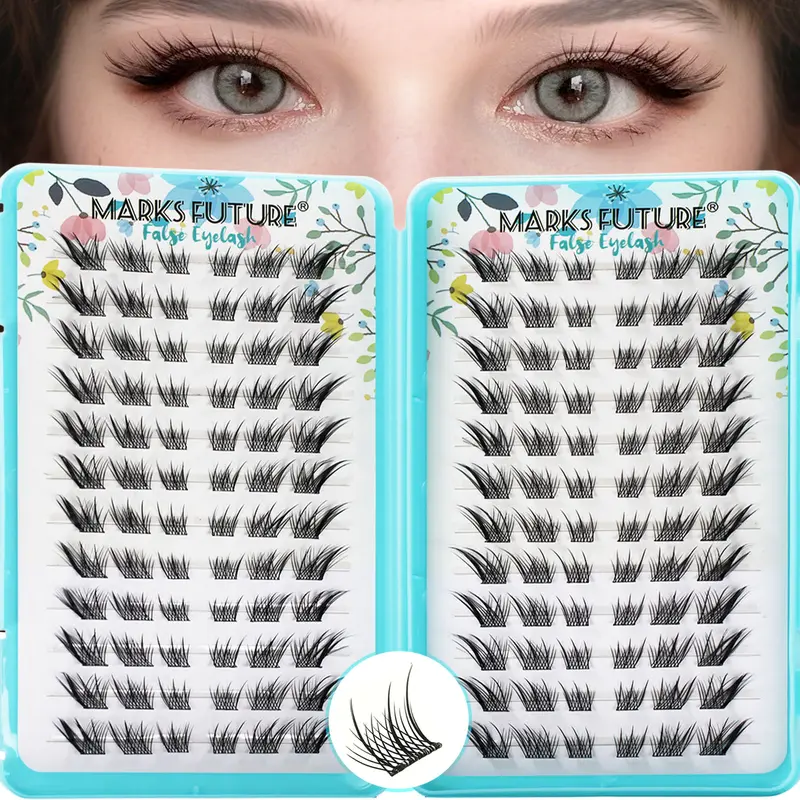 144 Self-Adhesive Synthetic False Eyelashes, Cat Eye & Fox Eye Anime Style, C Curl Mixed Lengths 10-14mm, Reusable Beginner Lashes, Cool Makeup Accessory