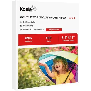 Koala Thick Photo Paper 8.5x11 Inches Heavyweight Double Sided High Glossy 100 Sheets 260gsm only Compatible with Inkjet Printer
