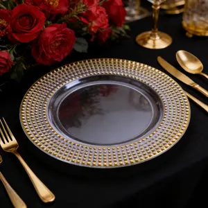 JIT Set of 10 Plastic Charger Plates, 13" Chargers for Charger Plate for Wedding, Catering, Parties, Christmas, Home Dinner Use (Clear)