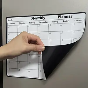 Dry Erase Fridge Calendar, Rectangular Whiteboard for Kitchen & Dining Room Decor, Easy-Post Monthly Planner for Refrigerator, Weekly Planner