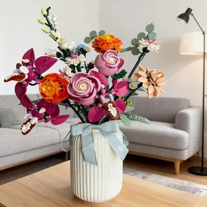 Valentine's Day 744PCS Beautiful fendai  bouquet building 10342 blocks creative home desktop decoration building blocks toys