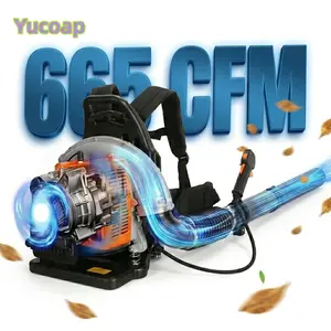 YUCOAP Backpack Leaf Blower, 63CC 2-Stroke Gas Powered, 665 CFM High Power Blower for Leaves, Snow & Yard Cleaning