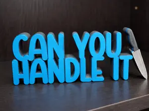 Can You Handle It Sign Lights Out Kn*fe Bookshelf Decor Bookish Merch Blue Text Unique Bookshelf Accessory 3d Printed Sign