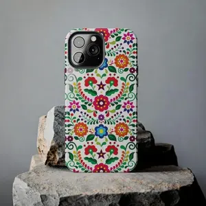 Mexican Flower Shockproof Protector Cellphone Case - Durable Polycarbonate Tough Cover, Mobile Phone Accessory Compatible with iPhone 11/12/13/14/15/16/17 Pro, ProMax, Plus, Air Shell