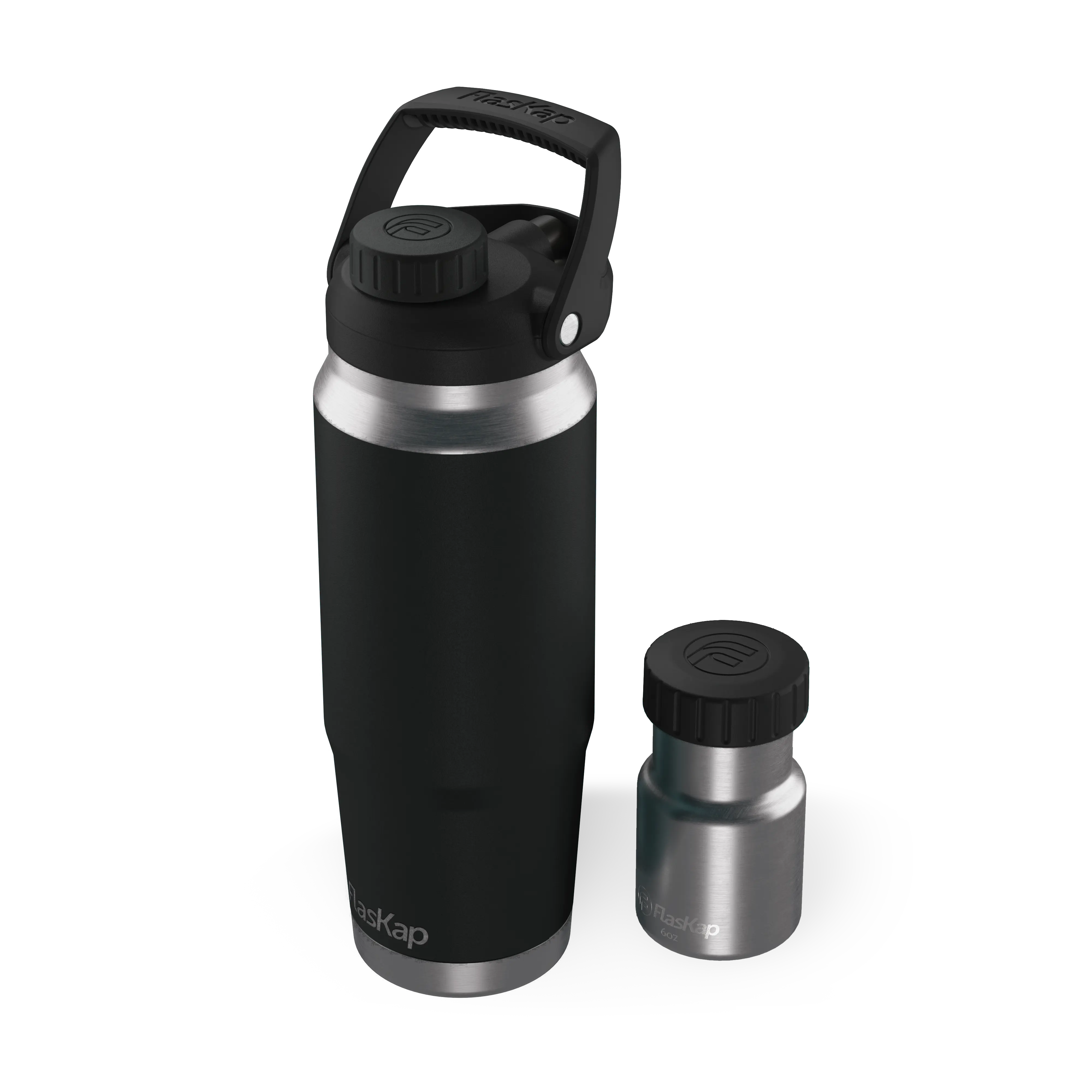 FlasKap FreePour System - 26 oz Stainless Steel Bottle with Hydrogate Technology & Removable 6 oz Liquor Well for Portable Drinkware