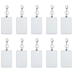 10Pcs Dye Sublimation Rectangle Portable Transportation Card Holder Work Card Holder Printable Card Holder Keychain