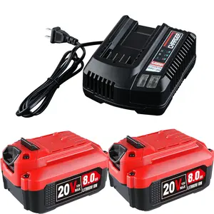 2Pack 20V 8.0Ah V20 Lithium ion Replacement Battery and CMCB104 Charger for Craftsman CMCB204 CMCB202 CMCB201