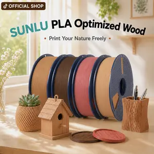 SUNLU 3D Printer Filament, 1KG Optimized Wood PLA Filament with Optimal Wood Texture