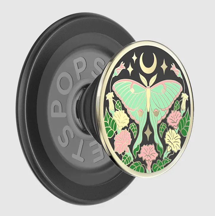 PopSockets Enamel Luna Moth MagSafe PopGrip, Magnetic Cell Phone Holder, Magnetic Phone Mount, Durable Smartphone Accessory for Hands-Free Use
