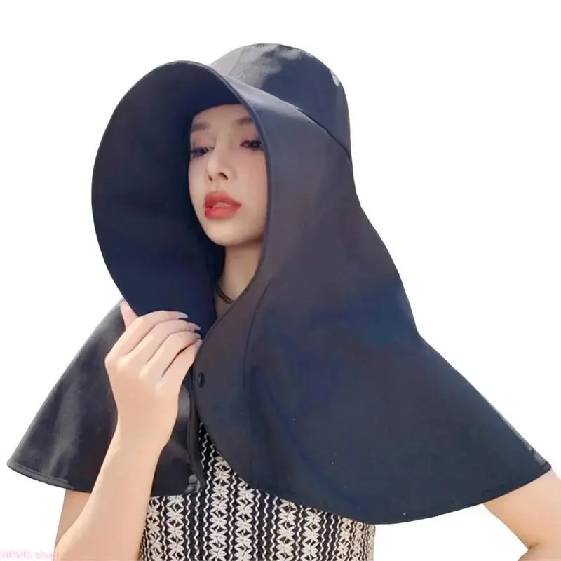 Women's Fashion Solid Color Wide Brim Sun Hat - Lightweight Breathable Sun Defender Hat, Round-Top Slouchy Oversized Smart Outdoor Accessory, Elegant Daily Headwear for Beach Vacation, Garden Leisure, Round-Top Hats, Slouchy Oversized Hats homedecor