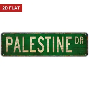 Metal Sign PALESTINE DR Funny Vintage Sign Retro Metal Signs for Bedroom Kitchen Garden Wall Bar Club Coffee Home Decor Rectangle Design 4x16 Inch