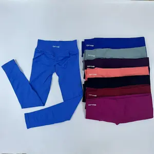 DFYNE Leggings Women Low Ribbed Band Scrunch Bum Seamless Yoga Pants Gym Leggings Fitness Sweat Wicking Stretch Workout Tights