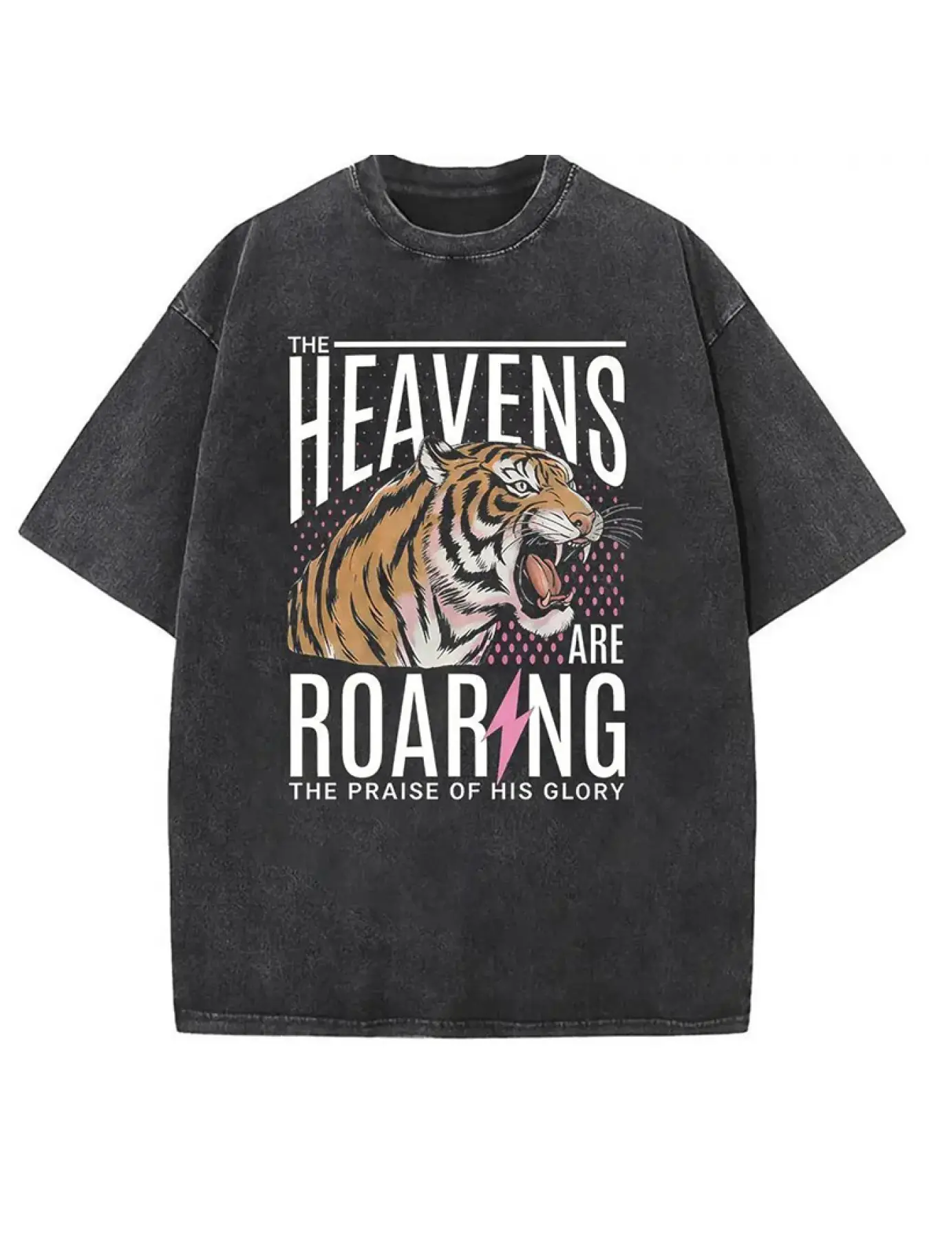 Roaring Tiger Heavens Quote Vintage Casual Tee - Cool Streetwear for Men/Women, Cool Shirts,Graphic Washed Oversized Tees for Men & Women,Summer Round Neck Short Sleeve ,Sports Shirt,Workout T-shirt, Casual Summer Clothing