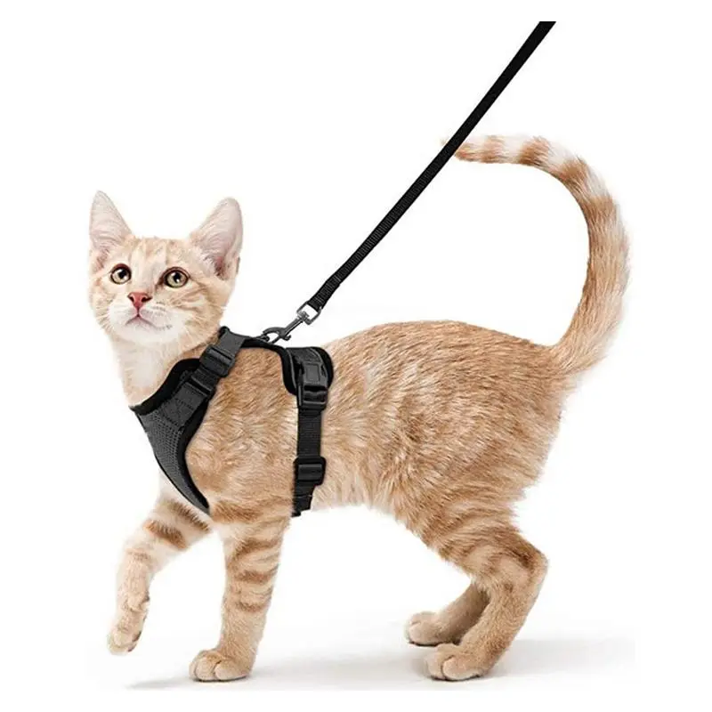 Escape Proof Cat Harness - Soft Adjustable Vest with Leash - for Safe Outdoor Walking No Pull