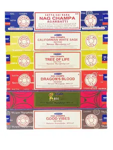 Satya Premium Mix Assorted Incense Sticks Set of 6 & 12 Pack with 1 Incense Holder for Meditation Aromatherapy Healing Ideal for Relaxation with free incense holder