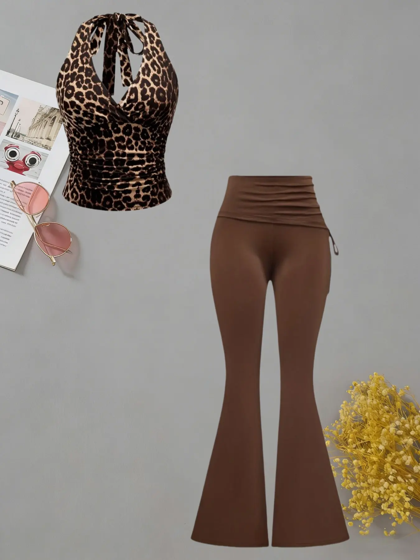 Fashion new solid color elegant ladies trousers suit
