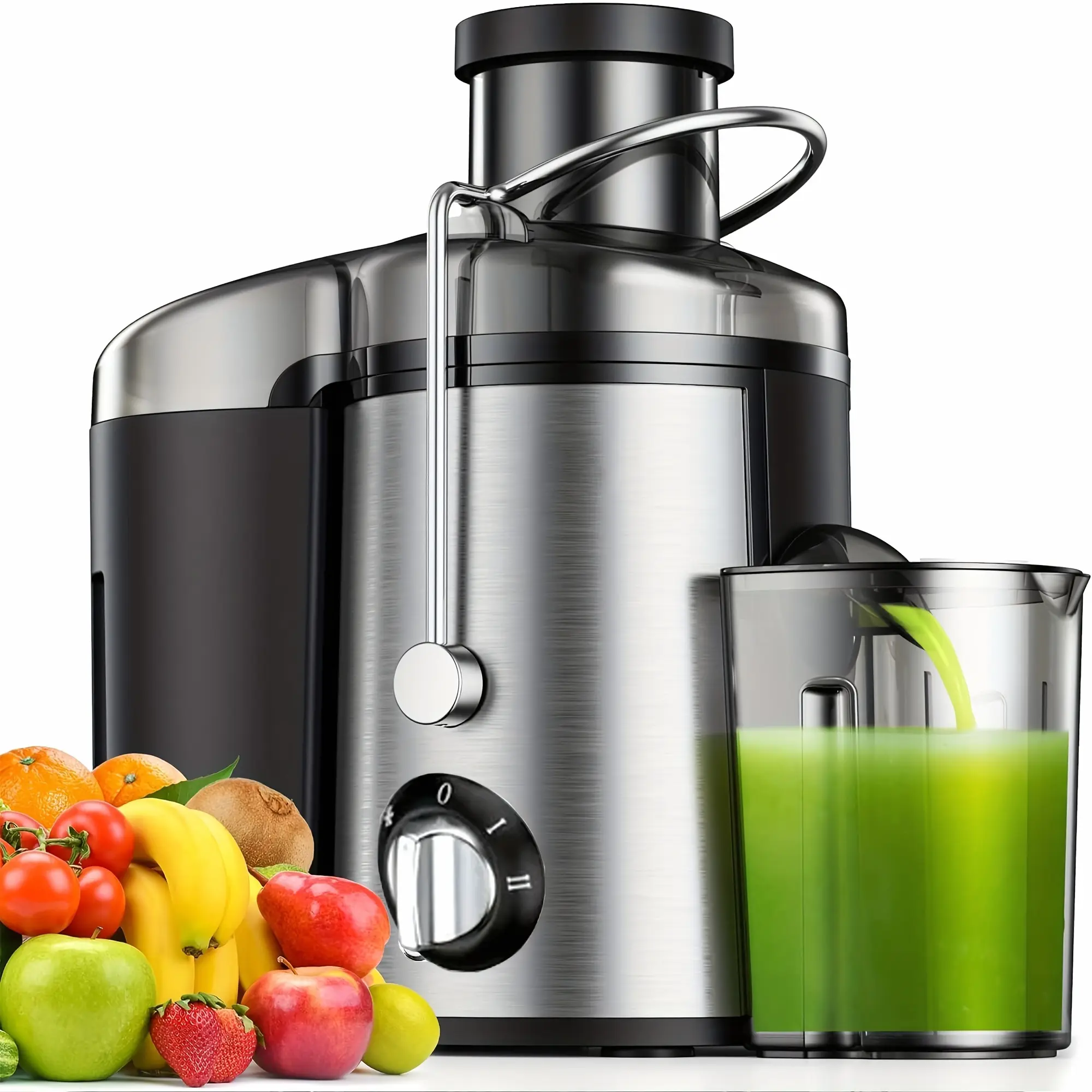 Multi-Function Juicer, Juice Blender, Mixer, Food Processor, 3-Inch Wide-Mouth Juicer Extractor for Vegetables And Fruits, 3-Speed Settings, Easy to Clean, Detachable, High Juice Yield, Fast Juicing, Quick Juice Extraction for Fruits And Vegetables