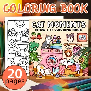 1PC Adult Coloring Book, 20 Pages, Cute Pet Cat Design, Stress Relief, Perfect Gift for Friends, Couples, Family, Relaxing Activity
