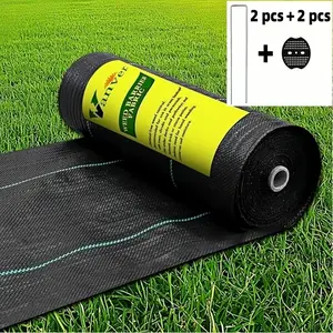 Pe Weed Control Fabric with Ground Staples and Padding, Water Permeable, Garden Lawn Care, One Roll Durable Landscape Cloth