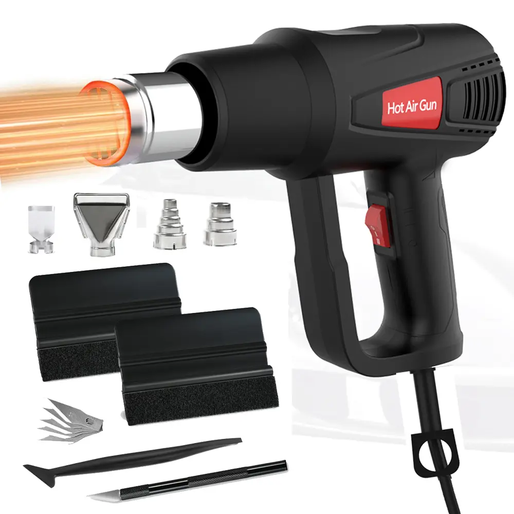 Heat Gun Set for Vinyl Wrap, Car Wrap Kit for Window Tint, Include Heat Gun, Plastic Felt Squeegees,Scraper Tool Kits for Car Film Installation,for DIY Craft Embossing Shrink Wrapping,Crafts,Shrinking PVC,Stripping Paint