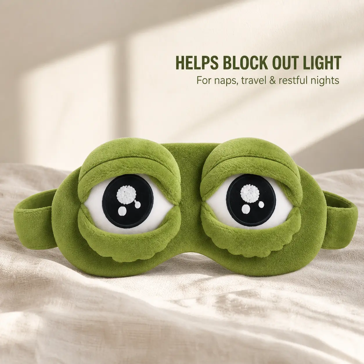 3D Frog Sleep Mask- Funny Cute Frog Eye Mask for Sleeping, Soft Comfortable Blindfold for Nap Travel Airplane Night Sleep