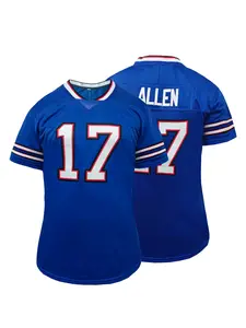 Women's Buffalo Football Jersey,Sporty Loose-Fit Breathable Stitched Rugby Jersey,Short Sleeve T-Shirt, American Football Style V-Neck Pullover for Outdoor Sports & Casual Wear, Sports Top, Outdoor Apparel