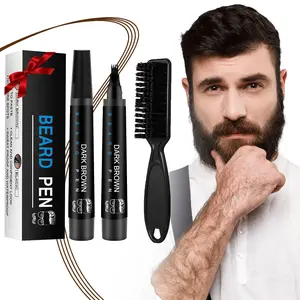 Beard Pencil Filler for Men,  Barber Styling Grooming Pencil, Male Mustache Repair Shape Beard Pen With Brush, Waterproof & Sweatproof, Long Lasting Coverage Creating Natural Looking Beard, Gifts for Men (Dark Brown)