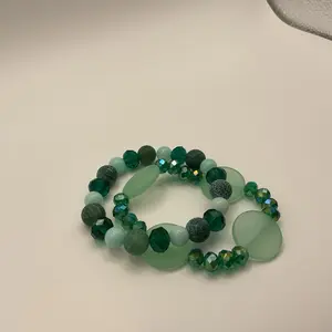 Teal Green Stretch Bracelet Set - Green Beads, Elastic Design, Versatile Accessory for Everyday Wear