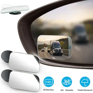 [2 Pack] Frameless HD Glass Blind Spot Mirrors, 360° Rotatable Adjustable Convex Rearview Mirror, Universal Fit for Cars SUVs & Trucks