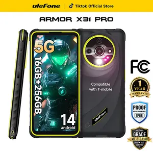 Ulefone Armor X31 Pro 5G Rugged Mobilephone,16GB+256GB/2TB SD,64MP+25MP+16MP Camera,Android 14,MTK Dimensity 6300,120Hz & 6.56 Inch’‘ Screen,6050mAh Battery,Type-C & USB 2.0,Dual SIM & GPS,NFC Fingerprint Cellphone