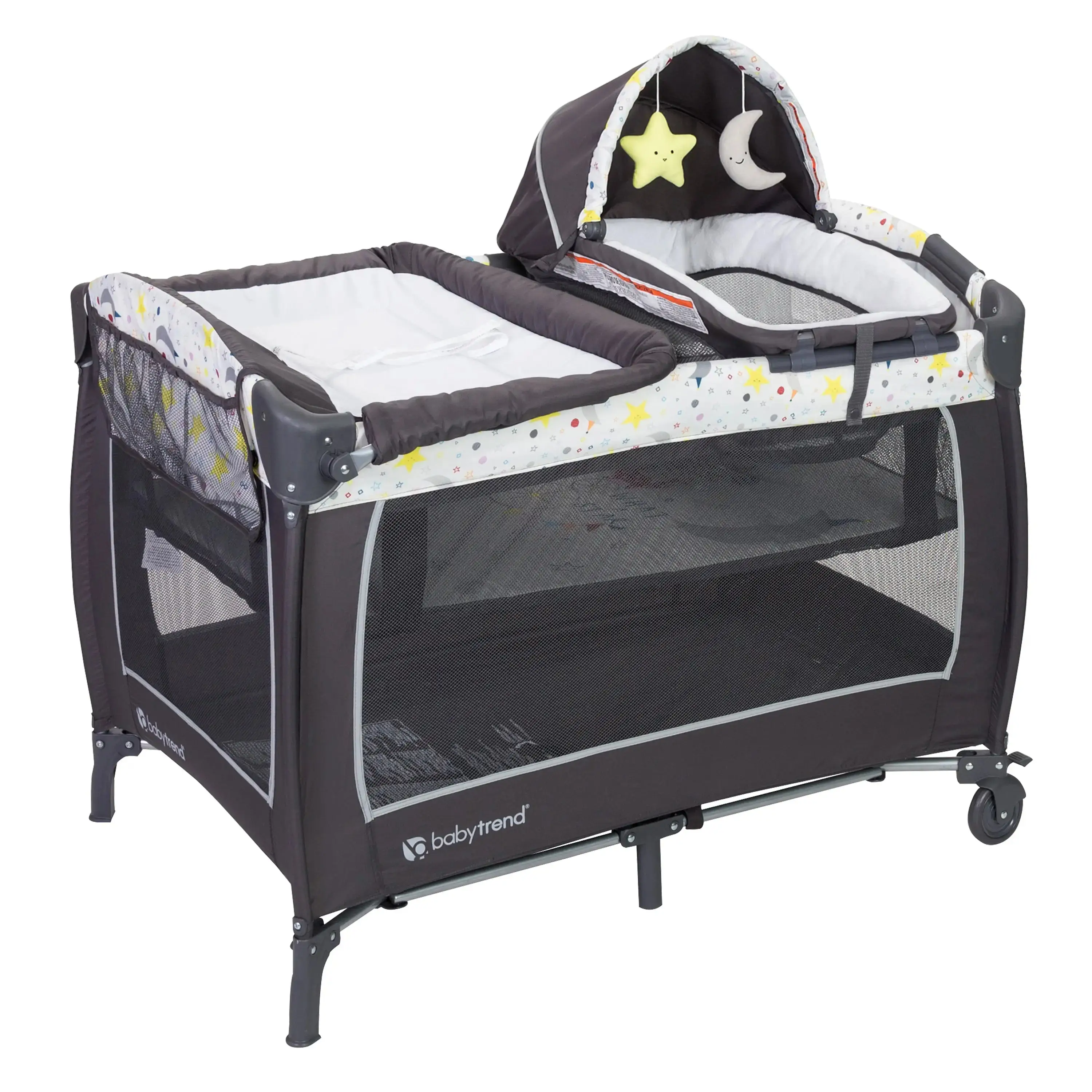 Baby Trend® Lil' Snooze™ Deluxe II Portable Nursery Center® Playard w/ Cozy Napper, Removable Full Bassinet & Storage Tote Bag