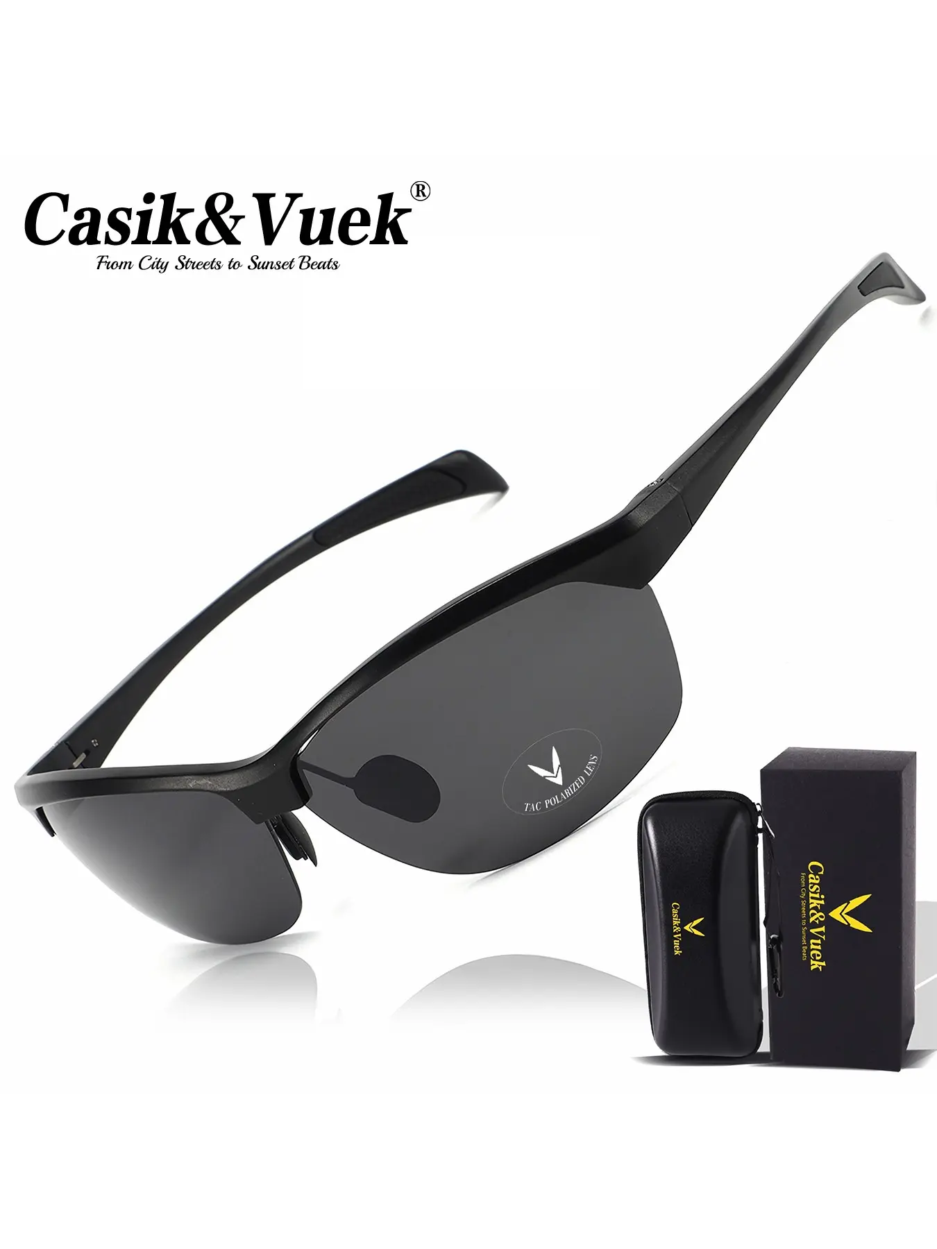 Men's Polarized Sunglasses Vu400 Color-Changing Driving Fishing Outdoor Tac HD Lenses, Casual Oval Frame Magnesium-Aluminum Alloy