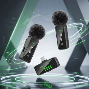 High Definition Recording Clip-On Lavalier Mic, Wireless Transmission with Digital Screen, Intelligent Noise Reduction & 12H Battery Life for Android iOS Live Vlog Production