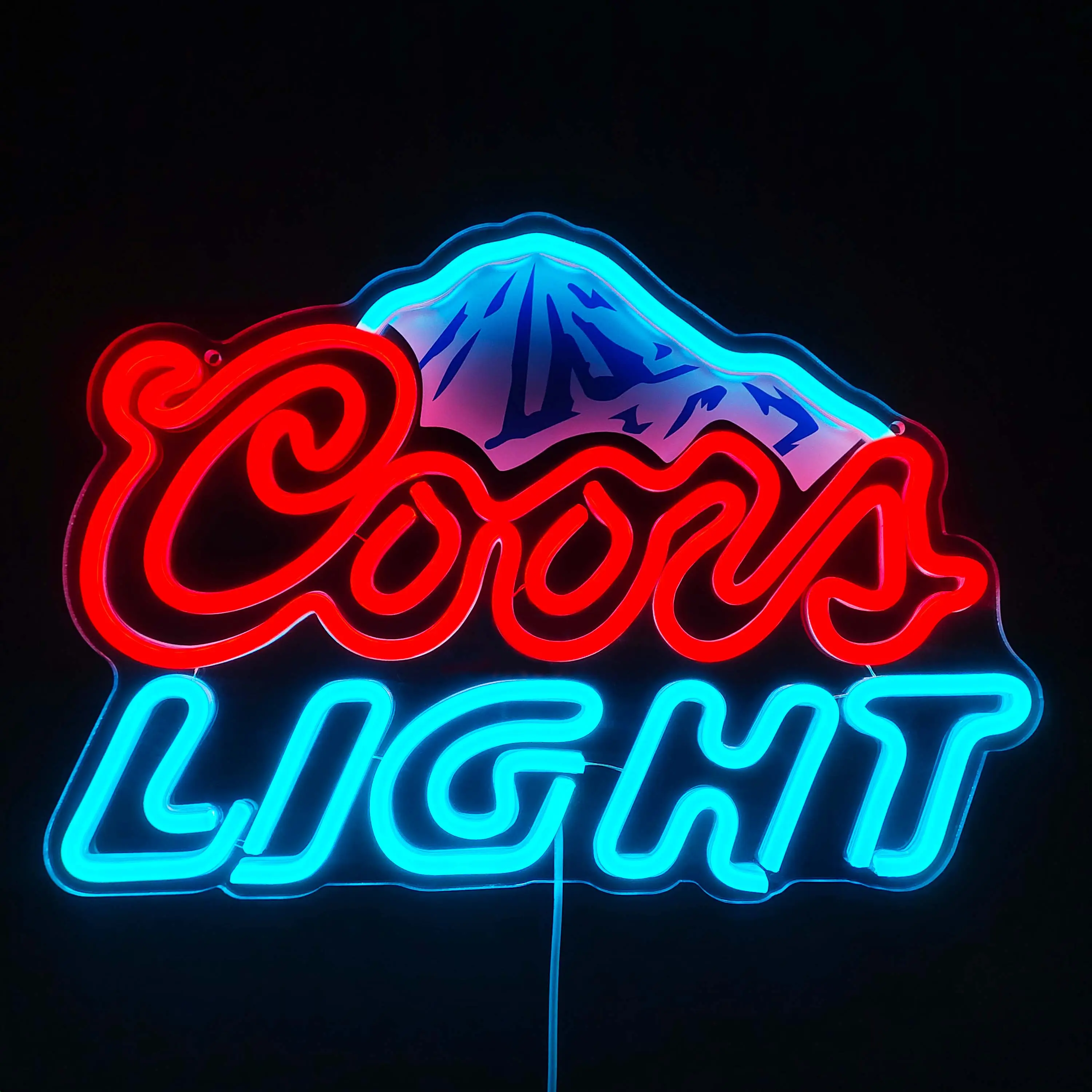 Beer Neon Sign LED Neon Beer Bar Signs for Man Cave Decor Beer Logo Sign with Mountain Pattern Printing Chill Mountain Home Bar Sign (Beer Logo) offic