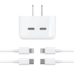Fast Charger 35W Dual USB-C Port Compact Power Adapter Foldable Rapid Wall Charger with 2Pack 6.6FT USB-C to Lightning Charging Cord for iPhone 14 /13/12/11Pro/XR/X