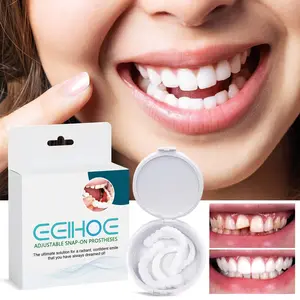 EELHOE Adjustable Buckle Dentures, Modified Teeth Interdental Set Orthodontic Dentures Set Retainer Braces Retainer Box White Oral moldable false teeth