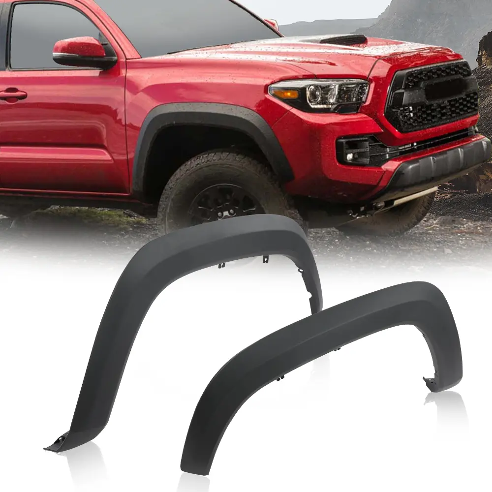 2pcs ABS Front Fender Flares, Textured Black Pocket Rivet Style Wheel Arches Protector, Off-Road Auto Accessories for 16-23 Toyota Tacoma Truck Autos