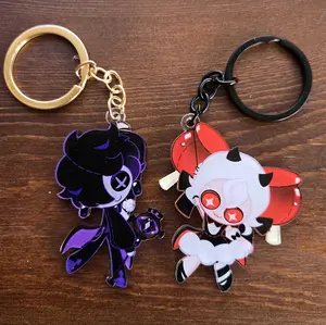 Cookie Run Kingdom Keychains - Candy Apple Cookie and Black Sapphire Cookie, CRK Keychain, Small, Meaningful, Unique Keychains That Add Charm To Every Bag And Key.